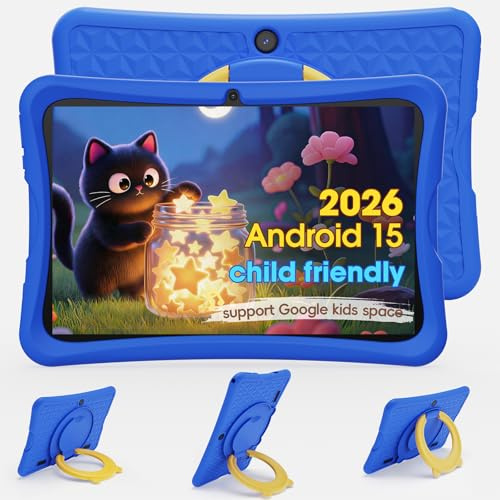 DigiLand Android 15 Niños Tablet 10 Pulgadas,6GB RAM + 32GB ROM (Ampliable), Control Parental, Apps Infantiles Preinstaladas, Cámara Dual, con Funda Protectora (Azul)