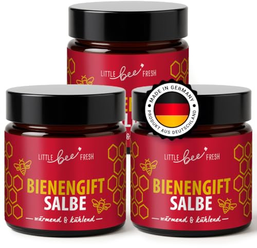 little bee fresh Bienengiftsalbe Spar-Set (3x) aus Deutschland (wärmend & kühlend) mit Arnika, Chili, Teufelskralle, Aloe Vera & Shea Butter | hochdosierte Bienengift Creme