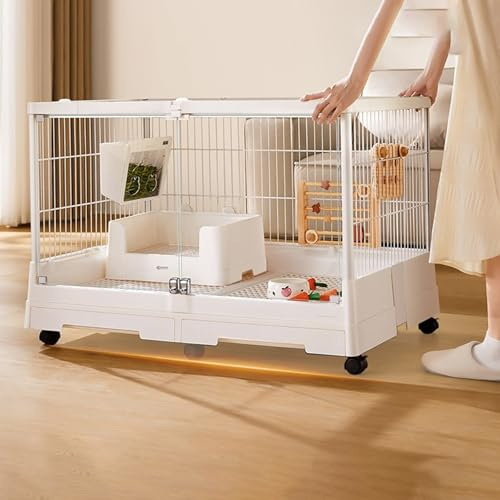 Großer Frettchenkäfig für Meerschweinchen mit Transparenter Tür Und Bissfestem Rahmen, Kleintierstall für Meerschweinchen, Kaninchen, Katzen, Hunde und Chinchillas