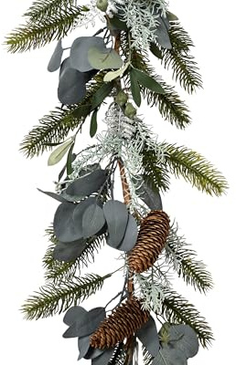 Kaemingk Künstliche Dekogirlande 1,8m x 15cm - Kunstgirlande mit Tannenzweigen & Eukalyptusblättern - Weihnachtsgirlande Dekogirlande Weihnachten - Girlande Winterdeko Weihnachtsdeko