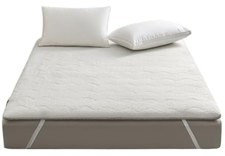 Tatami futonmadrass, varm vadderad madrass, futonmadrass, tjock liggmadrass för sovsal enkel eller dubbel (vit, 180 x 200 cm)