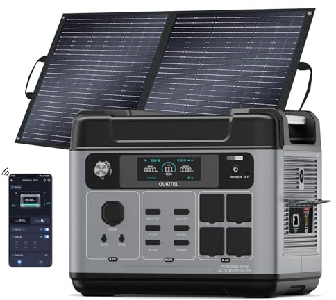 OUKITEL 3200W Generador Solar con Panel 400W, 2048Wh Estación de Energía Portátil, Carga Rápida 80% en 45min, Batería LiFePO4, APP, 16 Puertos, Power Station para Camping y Emergencia, P2001E Pro