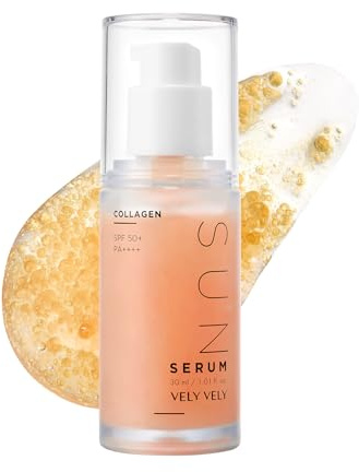 VELY VELY Collagen Sunscreen Serum SPF 50+ PA++++, Broad Spectrum Face Sunscreen Lightweight, Non-Sticky, No-Pilling Hydrating Formula for Sensitive Skin 30ml/1.01 oz