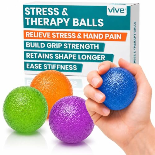 Vive Squeeze Balls för handterapi, träning, artrit – greppstärkare arbetsutrustning för finger, handled, karpaltunnel, smärtlindring, stress – motstånd styrka klämande äggtränare ..