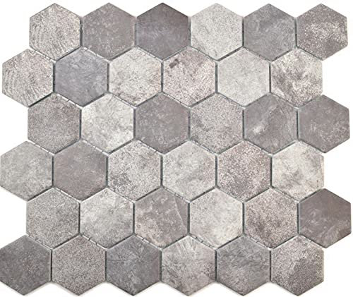 Piastrella a mosaico esagonale, in cemento, grigio scuro, per la cucina, rivestimento da parete per vasca da bagno, piatto doccia, mosaico, piastrelle a mosaico, parete per doccia, 10 tappetini a