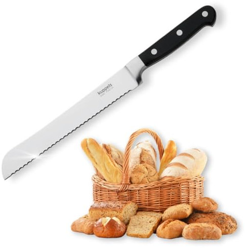 Kuppels SOLID Brotmesser mit Wellenschliff, 20 cm Klinge, Scharf & schnitthaltig, Poliert & rostfrei, Ergonomischer Holzgriff, Brotzeitmesser, Brötchenmesser, Sägemesser