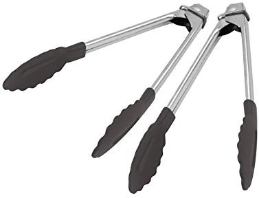 FACKELMANN 40376 2 x Mini-Zangen mit Nylonspitzen und Stahlgriff, 18 cm, Soft Collection, Menge: 1 Stück, Edelstahl Nylon, Silber,Schwarz