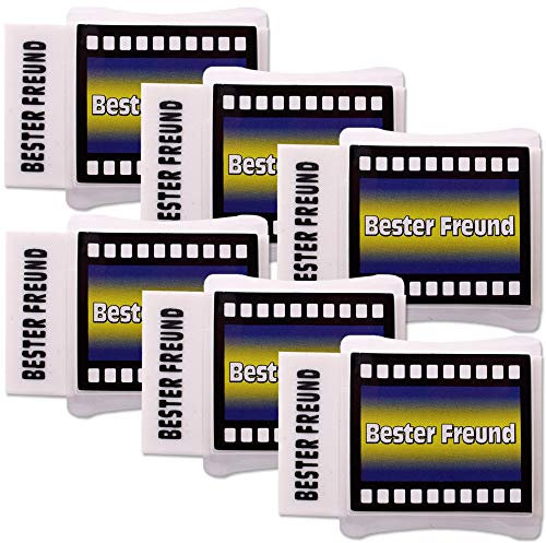 TE-Trend 6 Stück XXL Radiergummi Allesradierer Spruch Bester Freund Mitgebsel Kindergeburtstag Jungen 53x32 mm Weiß