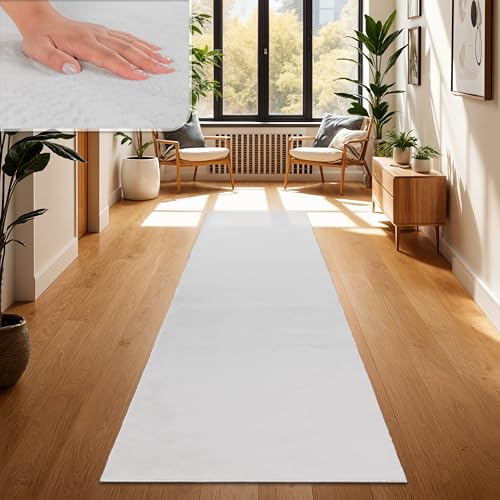 Paco Home Tapis Salon Fausses Fourrures Doux Lavable Moderne Élégant Facile À Entretenir Effet Fourrure Uni Brillant Douillet À Poils Courts, Dimension:60x90 cm, Couleur:Blanc