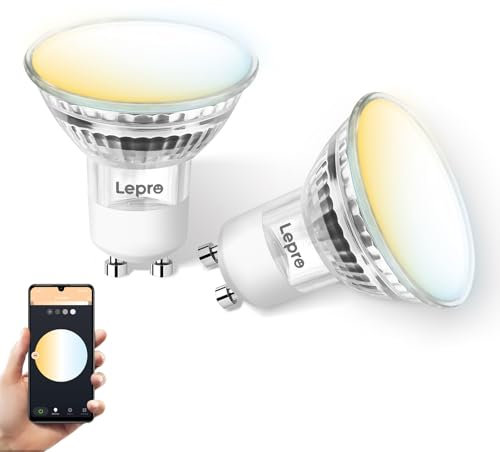 Lepro GU10 Smart Lampe, Wlan Alexa Glühbirnen, Wifi LED Leuchtmittel, 2 Pack (4.5W = 50W, Dimmbare warmweiß bis kaltweiß per App oder Sprache), Kompatibel mit Alexa Echo, Google Home