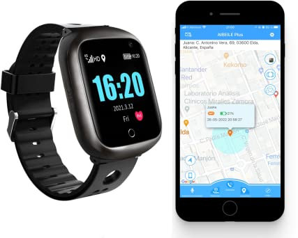 Reloj Localizador GPS Personas Mayores, Niños, Alzheimer, Sin Cuotas, Botón SOS, Detector Caída, Teléfono, App Español, SmartWatch PBL2, Manual Español