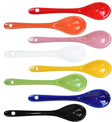 Yuauy 8 Color Porcelain Egg Spoons Ceramic Spoons 5 inch Coffee Dessert Yogurt Tea Milky Tea