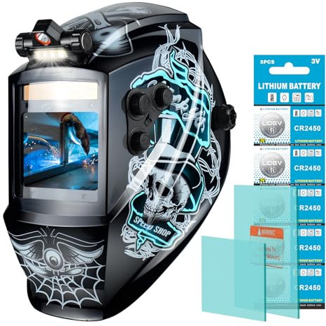 TRQWH Large Viewing Welding Helmet Auto Darkening True Color Solar Powered Welding Hood with 4 Arc Sensor Adjustable Wide Shade Range 4~5-8/9-13 Welder Mask for TIG MIG ARC Weld (TRQWH-LD14)