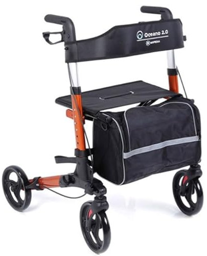 Rollator Deambulatore Girello per Anziani in Alluminio ARANCIO OCEANO 2.0 Art. RP545G -