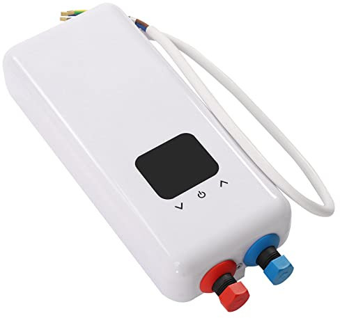 Haitiahote Scaldacqua istantaneo, 3500-5500w, scaldabagno istantaneo, piccolo scaldabagno elettrico, bagno hotel con display a LED, per bagno e doccia, hotel, nero (senza presa) verticale