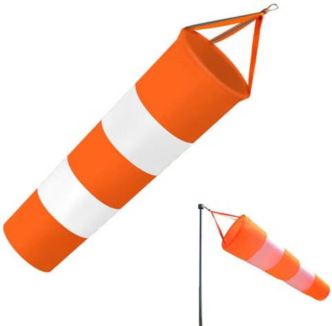 TUKNN Indicatore di Vento, Manica a Vento per Esterno, Manica a Vento Professionale, Manica a Vento Regolamentare, Sacco a Vento per Esterni, Indicatore di Direzione del Vento in Rosso-Bianco, 80cm