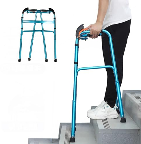 Standard Walker, leichtes, zusammenklappbares Gehgestell aus Aluminium für Senioren – Treppensteigen. Standard Walker Mobilitätshilfe, zusammenklappbarer Walker für Senioren