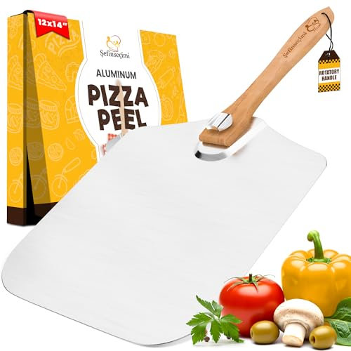 SEFINSECIMI 12 x 14 inch Folding Pizza Peel – Premium Aluminum Pizza Peel with Foldable Wooden Handle – Lightweight, Heat-Resistant & Easy to Store