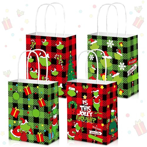 JeVenis 12 pcs natale popcorn sacchetti materiale per feste natalizie sacchetti per feste di pan di zenzero bomboniere di natale