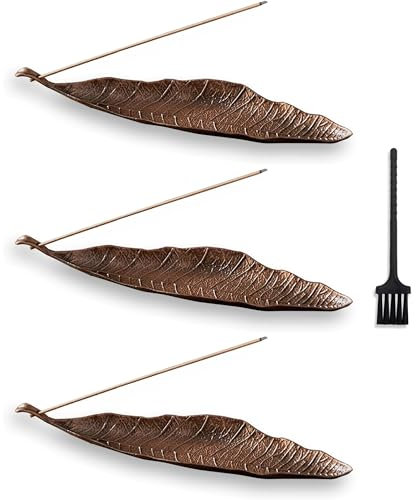 3 Stück Räucherstäbchen Halter, Räucherstäbchenhalter Bronze Blätter Design, Halter Für Räucherstäbchen Für Zuhause, Büro, Yoga, Meditation, Büro Wohnkultur