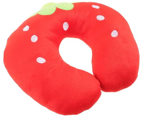 IWOWHERO U Shape Neck Pillow Travel Pillow Outdoor Portable Neck Cushion Cartoon Design Strawberry Pattern Single Piece Lightweight for Car Airplane Office Use