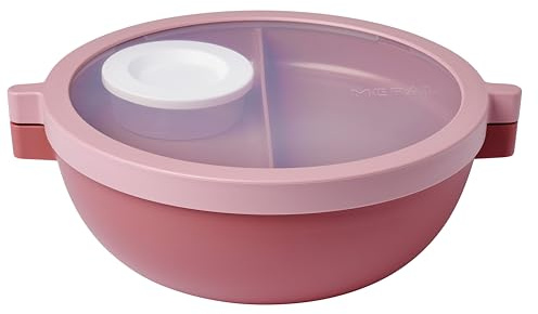 Mepal - Bento Schüssel Vita - Brotdose mit Fächern - Extra Dressing-Deckel & Tablett - Bentobox - Salatbox to-go - 1500 ml - Vivid mauve