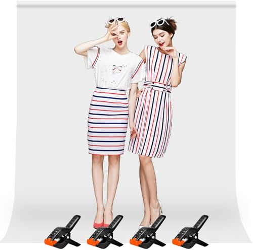 Heysily Sfondo Fotografico Bianco 2x3m - Lavabile Sfondi Fotografici per Compleanno, Studio Fotografico, Streaming, YouTube e Produzione Video, Sfondo Portatile e Pieghevole con 4 Terminali