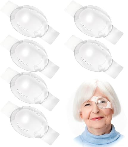 Larrel 6 stycken ögonskydd efter ögon, ögonklaff medicinskt transparent plast ögonplåster bekväm ögonmask vuxna efter operationer ögonlappar med litet hål för vuxna barn