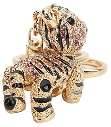 Yinhing Llavero Tigre, Llavero con Hermosos Diamantes de Imitación Aprox. 5 X 4 Cm / 2 X 1.6 en el Anillo de Llave para Bolsas o Automóviles (Pink)