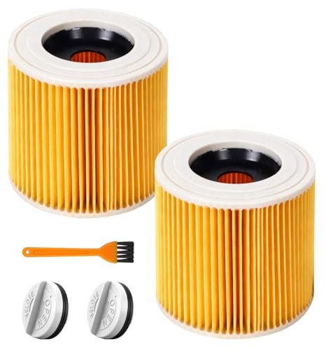 Xiqiggi 2 PCS Filtros de Cartucho, Compatible con Karcher de Repuesto, Filtro Cartucho Lavables y Reutilizables, Compatible con Karcher WD3 WD2 WD3P A2004 MV2 MV3 | para Aspiradora 6.414-552.0/6414552