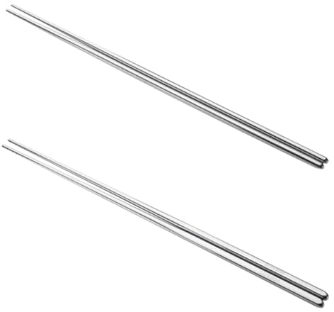 BIUDECO 2 pares Palillos Largos para Fideos de Acero Inoxidable Antideslizantes y Resistentes al Calor para Cocina Casa y Restaurante de Reutilizables para Freír y Olla Caliente
