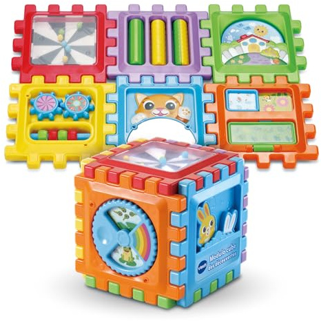 VTech - Modulo Cube des Découvertes - Cube d’Activités Modulable - Jeu de Manipulation - Jouet Motricité Fine, Éveil Bébé - Cadeau Bébé Dès 1 an - Contenu en Français