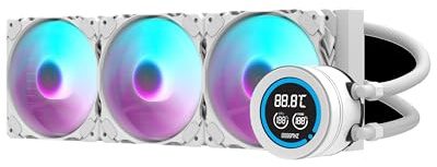 DarkFlash Nebula 360D, Sistema de Refrigeración Líquida AIO, 360mm, 3 ventiladores de 120mm ARGB, Blanco, con Pantalla LCD de 2,1 pulgadas