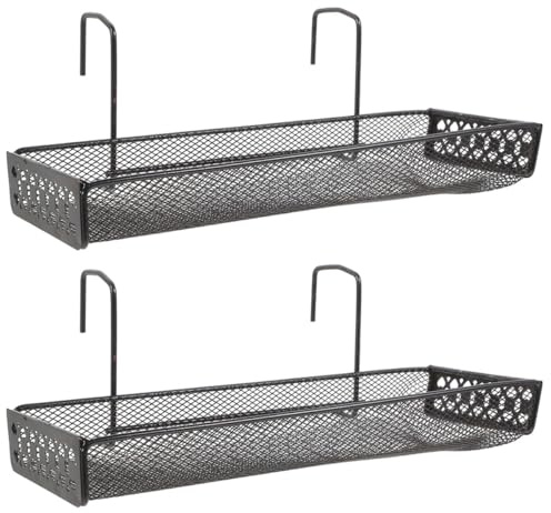 SHINEOFI 2pcs Black Iron Art Multi-layer Storage Rack Hanging Plant Pot Holder for Office Desk Balcony Outdoor Garden Succulent Display and Kitchen Shelf Organizer