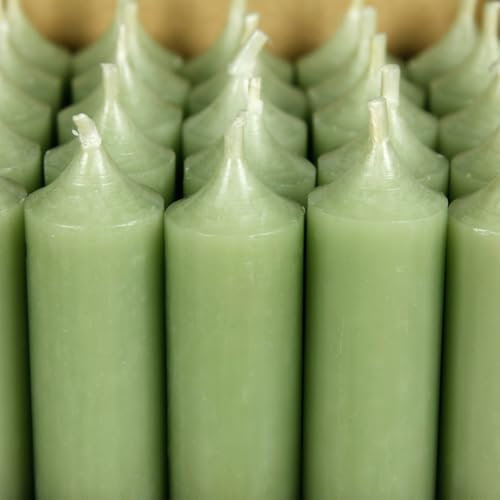 Bütic GmbH Stabkerzen durchgefärbt 180mm x Ø 22mm - Kerzen hochgereinigt, Brenndauer 8h, geruchsneutral, rußarm mit rückstandsfreiem Abbrand, Farbe:Salbei, Set mit:8 Stück