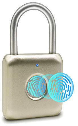 Fingerprint Padlock eLinkSmart Gold Metal Padlock Keyless Combination Padlock for Gym Locker Shed Locker Storage Units Luggages Suitcases