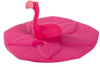 Leonardo Bambini Trinkglas-Deckel 1 Stück, spülmaschinengeeignete Glas-Abdeckung, BPA-frei, Flamingo, pink, rosa, 9 cm Ø, 018727