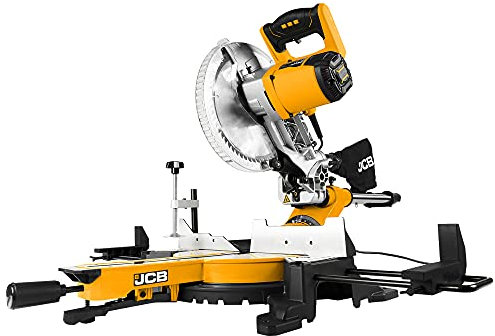 JCB 254mm Sliding Mitre Saw with Laser Guide & Dust Collection Feature, Bevel 90-45 Degrees & Soft Grip Handle, 5000rpm, 3 Year Warranty