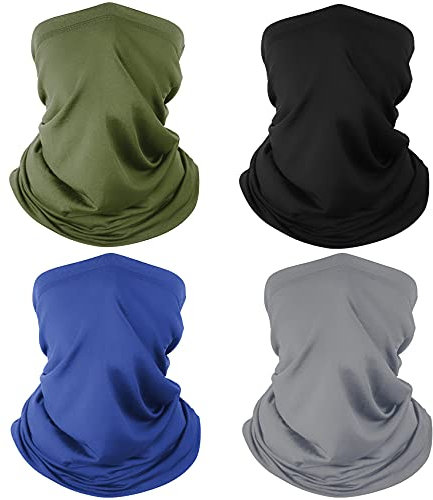 4 Pack Neck Gaiter Atmungsaktive Bandana Maske für Outdoor-Schutz Waschbar Wiederverwendbare Kühlgamaschenmaske Gesichtsbedeckung Schützen vor Staub Wind für Männer Frauen Radfahren Laufen Wandern
