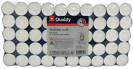 Teelichter weiß ohne Duft Großpackung | 4 Std. | 6 Std. | 8 Std. auch Maxi (4 Std. Teelichter + 1HL Kauf Notizblock, 400 Stück)