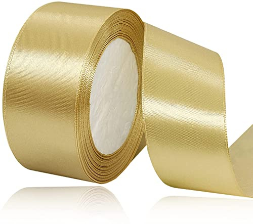 Nastro di raso dorato largo 40 mm e lungo 22 m, decorazione per regali, matrimoni, battesimi e compleanni