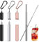 3Packs Stainless Steel Straws Reusable Telescopic Straws 22.5cm Portable Metal Drinking Straws Collapsible Straws with 3 Telescopic Cleaning Brush and Key Ring Case for Travel Home Office(3 Colors)