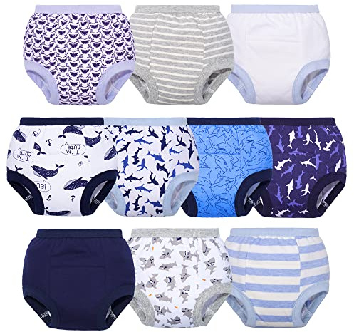 BIG ELEPHANT Pantaloni da Allenamento vasino per Bambini - 100% Cotone Mutande Unisex per pipì per Bambini Confezione da 10, 2 Anni