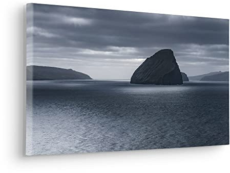 Komar Stretcher Frame Picture in Real Wood Frame Silver Sea Size 60 x 30 cm Landscape Motif Living Room Bedroom