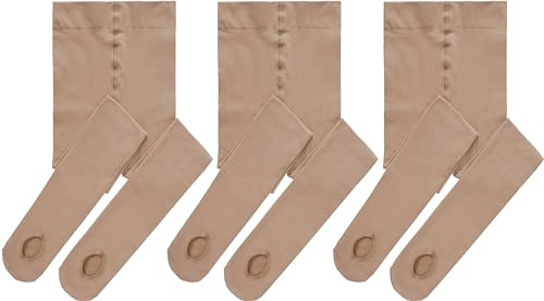 Yitoco Girls Dance Ballet Tights Convertible 60D Suntan Leggings for Ultra Soft Kids Students Transition Tights (3 Pairs, Nude, 10-15 Years, YOTS03-SK-3CL)
