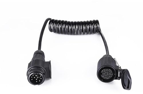 XUEYI 1,6M Cavo Prolunga Rimorchio 8 Poli, con Spina e Presa 13 Poli, 12V Prolunga Cavo per Rimorchio 8 Poli, Cavo Prolunga Spirale Rimorchio 8 Poli, per Caravan Camion RV