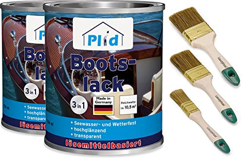 PLID® Bootslack Farblos Glänzend für Holz - Klarlack Holz Wasserfest - Küchenarbeitsplatte lackieren - Lack für Parkett, Treppen, Gartenmöbel und Theken - Holzlack Yachtlack - Made in Germany 5l