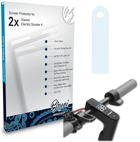 Bruni Schutzfolie kompatibel mit Xiaomi Electric Scooter 4 Folie, glasklare Displayschutzfolie (2X)