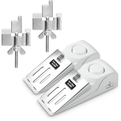 Butée de Porte avec Alarme et Serrure de Porte Portable, Cale Porte avec Alarme 120 dB, Kit de Porte de Sécurité à Double Protection Réglable pour la Protection Personnelle de la Maison,Voyage（4）