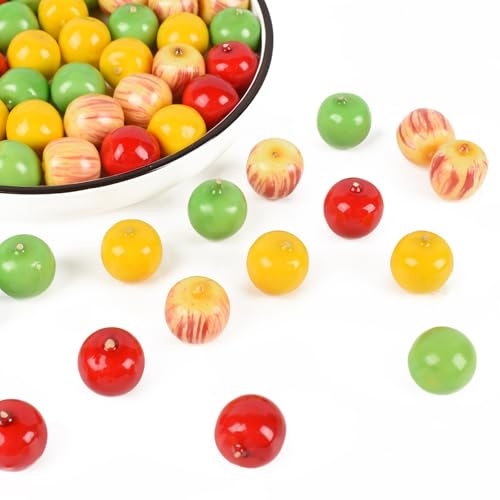 HUIANER 80PCS Artificial Mini Apple Foams Apples Artificial fruit For Home House Grocery Photography Party Decoration (4 Color)